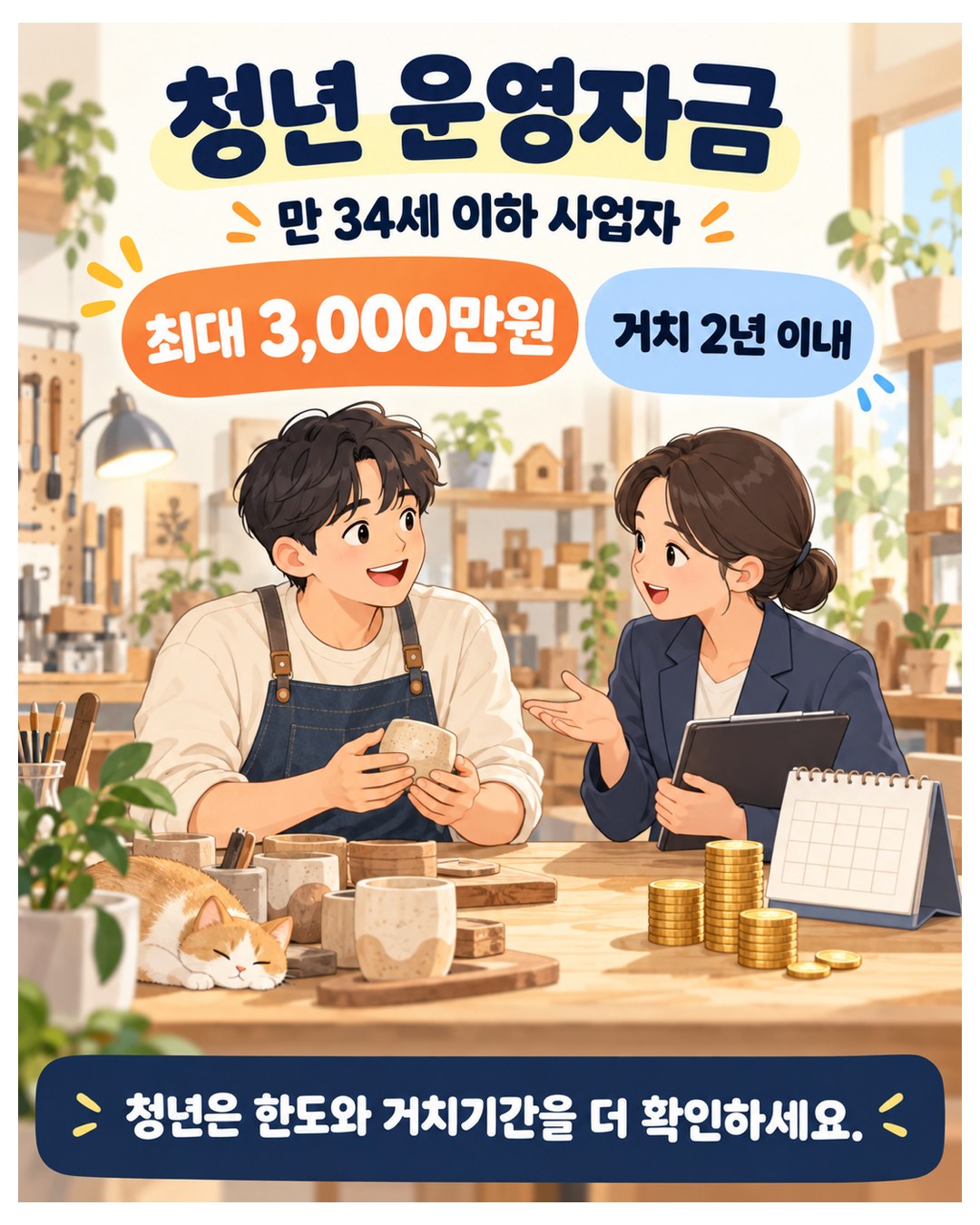 미소금융 청년 운영자금 — 만 34세 이하 사업자, 최대 3,000만원, 거치 2년 이내. 청년은 한도와 거치기간을 더 확인
