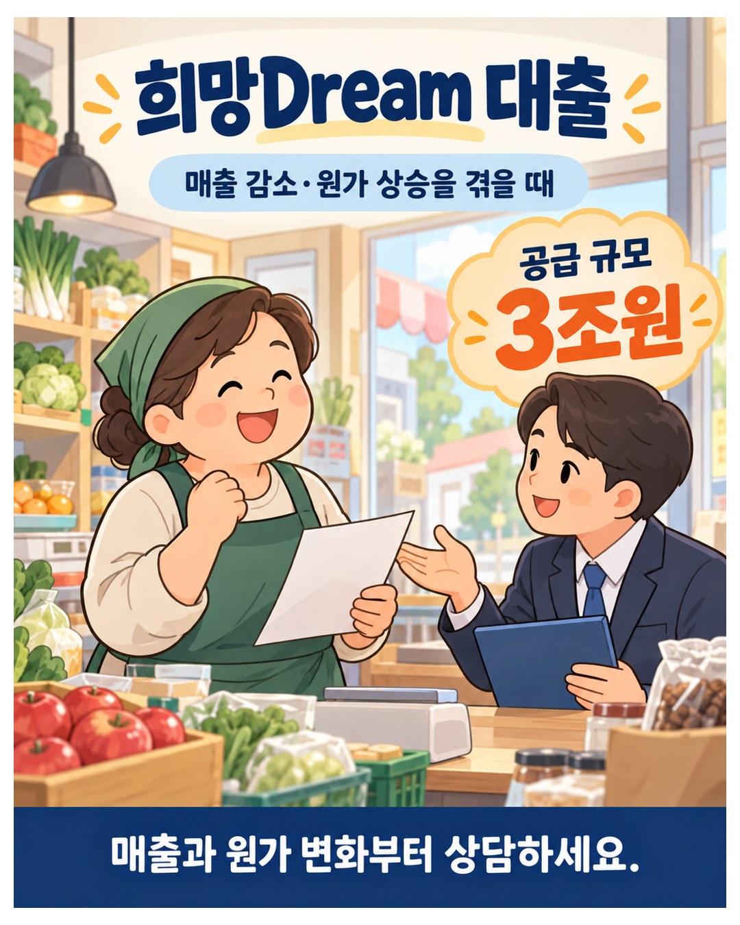 희망Dream 대출 — 공급 규모 3조원. 매출 감소·원가 상승을 겪을 때, 매출과 원가 변화부터 상담