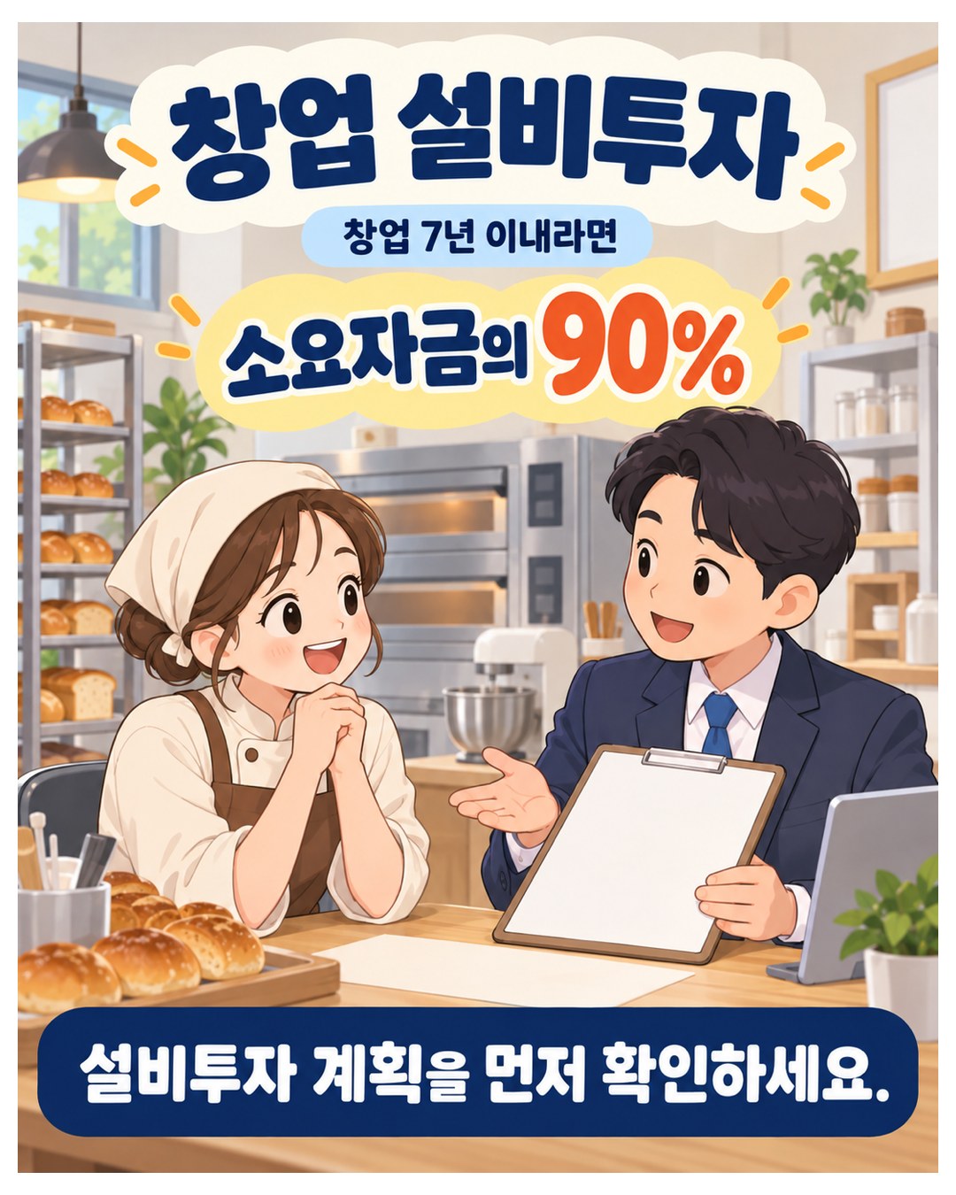 창업 설비투자 — 창업 7년 이내라면 설비투자 소요자금의 90%. 설비투자 계획을 먼저 확인