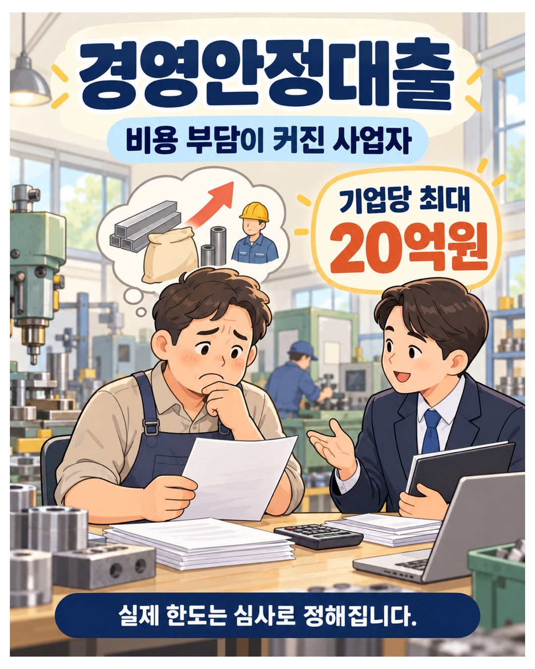 경영안정대출 — 비용 부담이 커진 사업자, 기업당 최대 20억원. 실제 한도는 심사로 정해짐