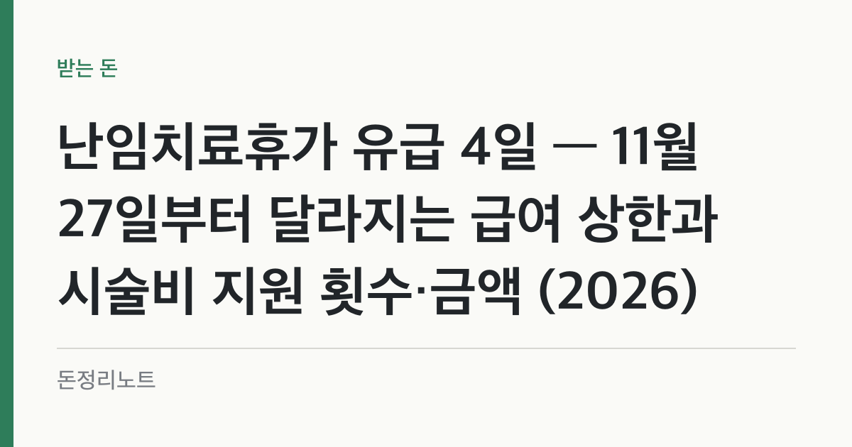 난임치료휴가 유급 4일 — 11월 27일부터 달라지는 급여 상한과 시술비 지원 횟수·금액 (2026)